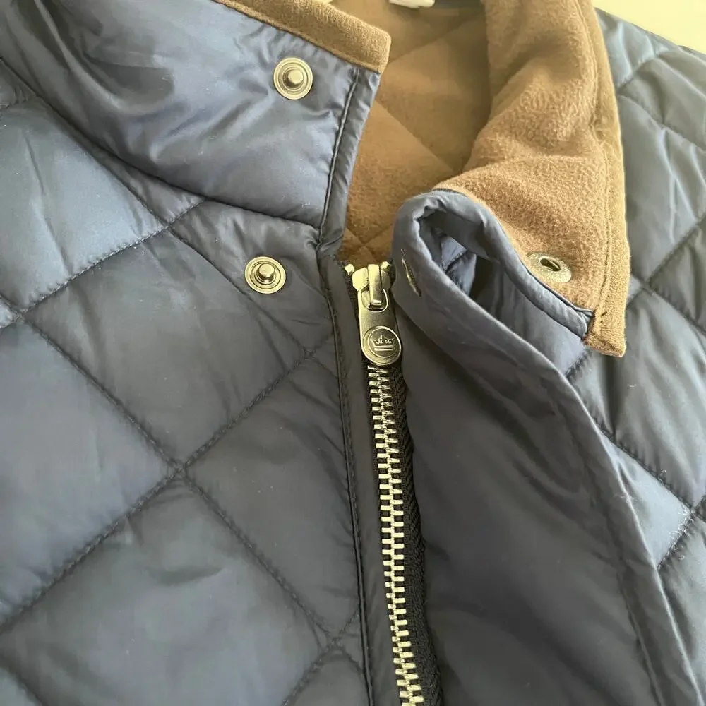 Peter Millar Suffolk Quilted Travel Coat XXL Navy Suede Trim Quiet Luxury